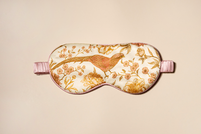 Purple Pink Bird Printed Silk Eye Mask