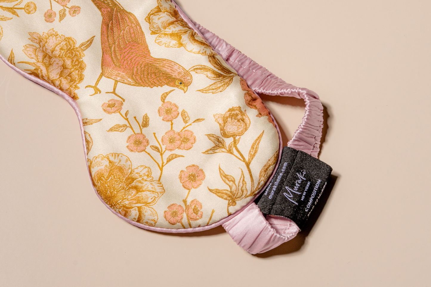 Purple Pink Bird Printed Silk Eye Mask