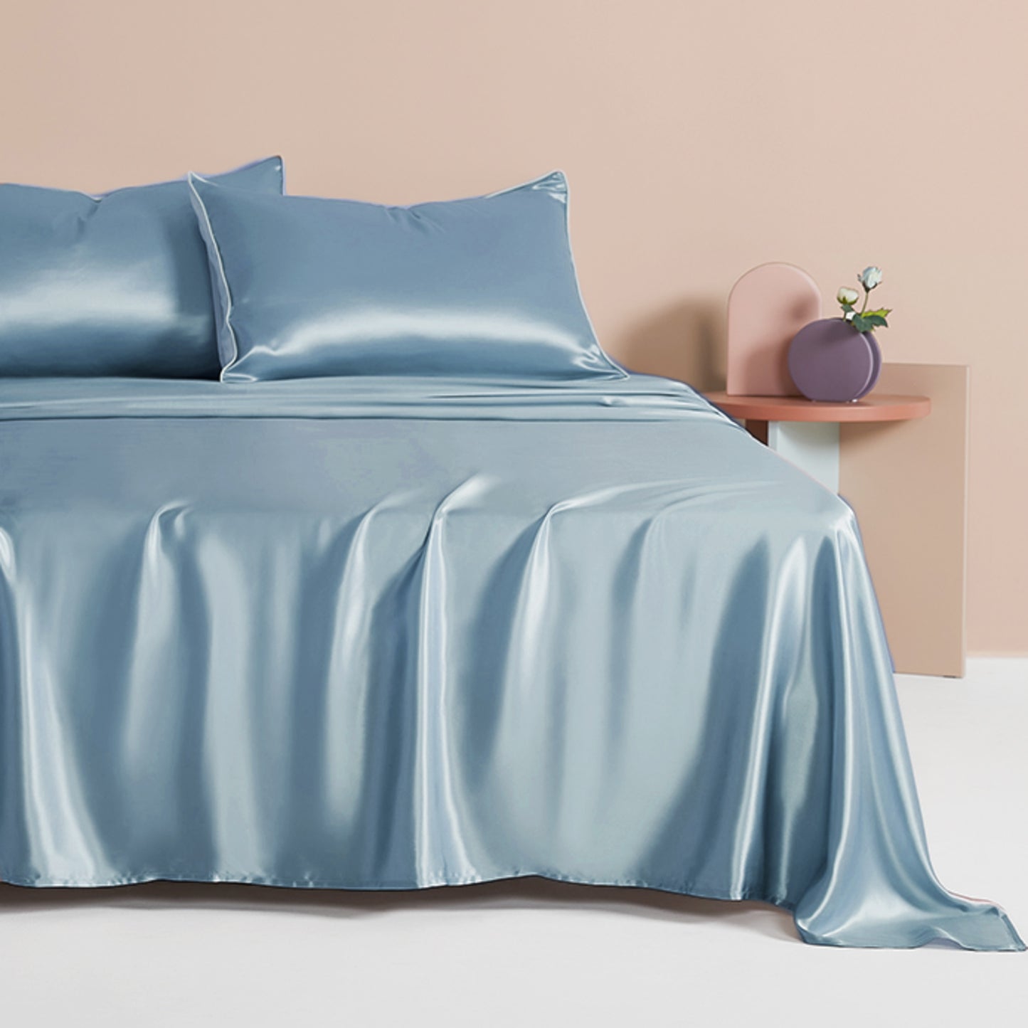 Silk Flat Sheet, Serenity Blue