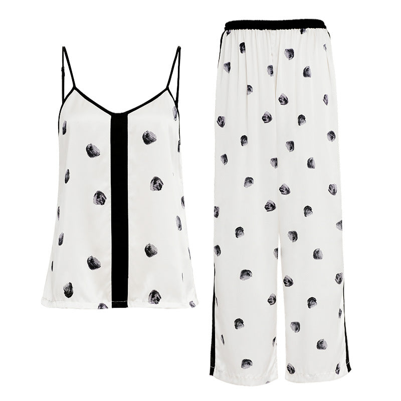 Silk Camisole Pajama Set, Polka Dot Print