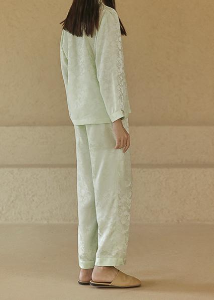 Jacquard Silk Pajama Set, Pearl Pink