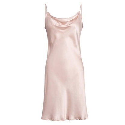 Silk Cowl Neck Slip Dress, Pink