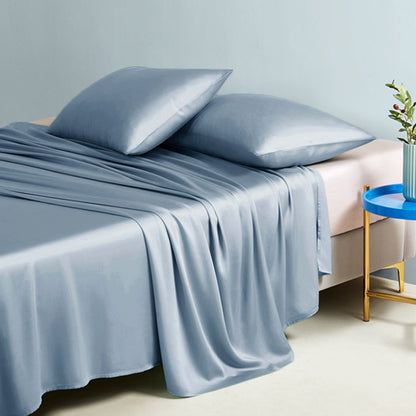 Silk Flat Sheet, Serenity Blue